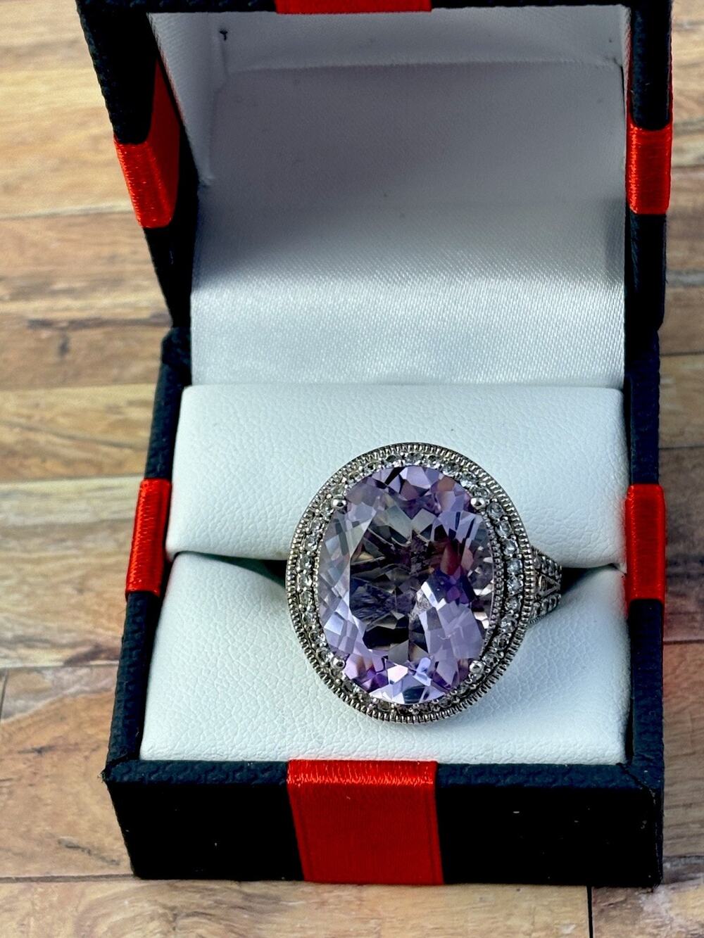 VTG STS Sterling Silver Estate Natural AMETHYST Ring 10+ carat Stone 11+ Grams